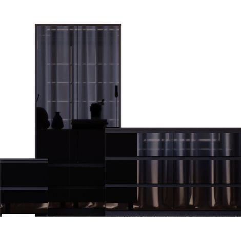 Glinton 3 Piece Bedroom Set (2 Drw Bedside, 6 Drw Chest, 2 Door 2 Drw Wardrobe), Black (100% FSC) (1/4)