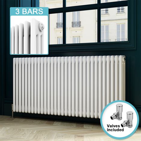 ELEGANT Cast Iron Radiator Horizontal Radiator Traditional Triple Column Radiator Rads with Valves 600 x 1400 mm (1/5)