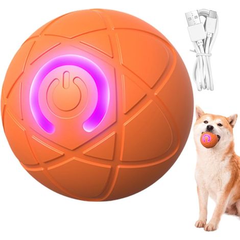 Balle interactive pour chien, balle roulante automatique avec lumières LED, balle roulante active pour chiens, rechargeable par USB, durable et résistante à l'usure, convient aux chiens de petite, moy (1/5)