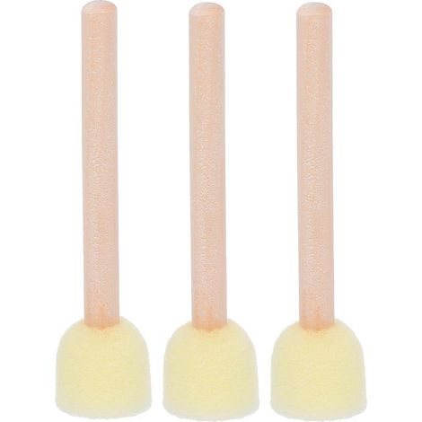 Ensemble de 20 pinceaux éponges ronds avec manche en bois-8.5x2cm-Yellow (1/3)