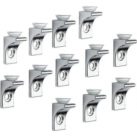 Support pour étagère en verre, lot de 12, en alliage de zinc, fixation par clip à droite avec ventouse. - AquaForge (1/5)