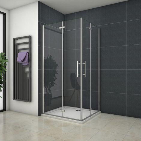 Mampara de ducha Angular Apertura de Puerta Plegable 6mm Antical 80x80x195cm + Plato de Ducha