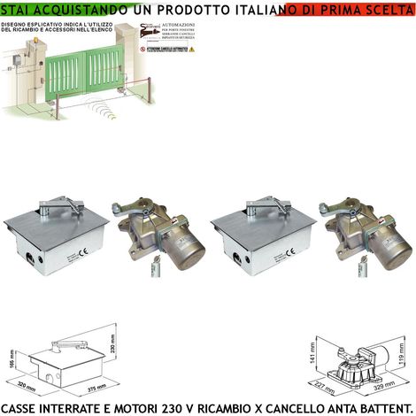 Motori Under 230 V Completi di Casse Interrate Autoportanti Possono Sostenere Ante Cancello Fino a 5 Q.li in Acciaio Zincato Ambidestre Set Staffe Fine Corsa Meccanici Compatibile VDS Came Lievore (1/4)