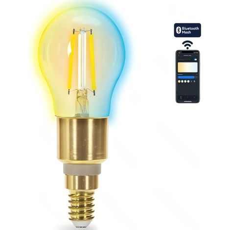 Ampoule Filament Vintage Connectée Bluetooth Mesh Aigostar G45 E14 4.5W CCT Réglable, Verre Dégradé Éclairage Intérieur