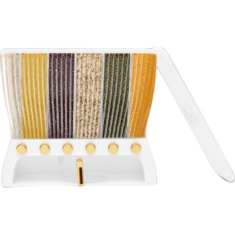Contenitore per cereali, 6 scomparti, capacità 10 kg, materiale per uso alimentare, divisori regolabili, facile erogazione (1/5)