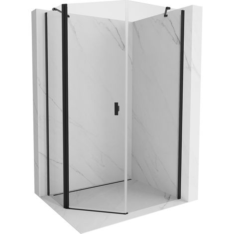 Cabine de douche asymétrique pentagonale Mexen Mist, 80 x 100 cm, transparente, noire - 8A8-080-100-70-00 (1/5)