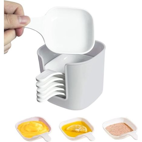 6-teiliges Dip-Saucen-Set mit Ständer Mini-Mehrweg-Saucenschalen geeignet für Saucen Sushi Snacks Dip-Saucenschalen für Zuhause die Küche oder weiß (1/5)