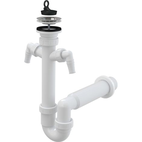 Alcadrain Sifoni - Sifone per lavello, diametro 70 mm, con 2 attacchi, plastica A820-DN50