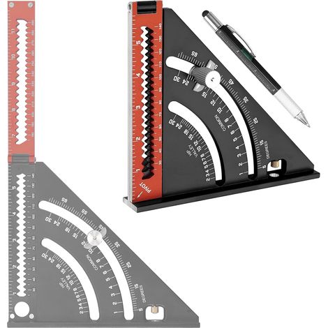 Pliant Métal Charpentier Carré Marqueur Stylo 4 en 1 Aluminium Multi-Outil Règle Carré Marqueur Guide Rapporteur (1/5)