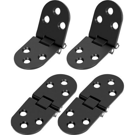 Set of 4 Black 180 Degree Folding Hinges - Black Rustproof Zinc Alloy - for Folding Tables, Cabinets and Toolboxes (1/5)