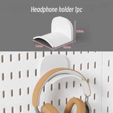 (Support pour casque audio W) Organisateur mural sans perçage pour panneau perforé, étagères de rangement modulaires avec crochets et accessoires, salle de jeux, cuisine, bureau (1/5)