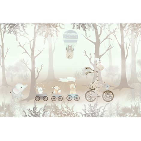 Papier peint panoramique Enfants - Animaux - 195 cm x 130 cm (1/2)