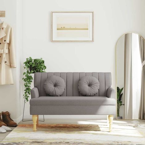 Banc avec 2 coussins taupe en tissu, 113 x 64,5 x 75,5 cm - PANGIVO (1/5)