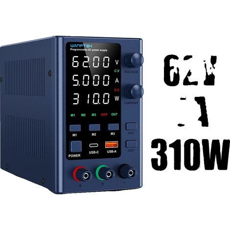 Fuente de alimentación de laboratorio de CC, voltaje ajustable, pantalla de alta precisión, EPS6205 60V 5A (1/2)