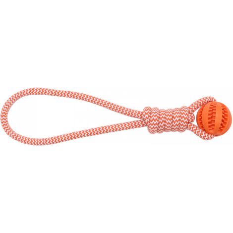 Jouet en corde de caoutchouc orange, 38 cm de long, 6 cm de diamètre, un jouet pour que les chiens puissent jouer, mâcher et faire leurs dents. (1/5)