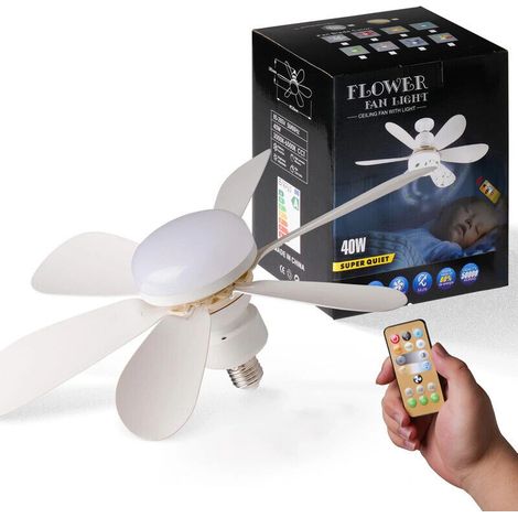 Ventilateur de plafond LED E27 40 W – Avec télécommande, idéal pour salon et bureau (1/5)