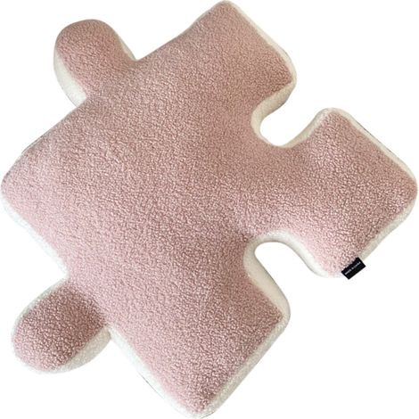 Coussin décoratif en peluche ultra douce, forme puzzle spéciale pour canapé, lit, fenêtre, décoration intérieure rose (1/5)