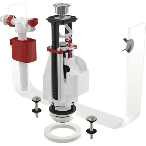 Kit di montaggio con doppio pulsante cromato per cassetta di scarico in ceramica