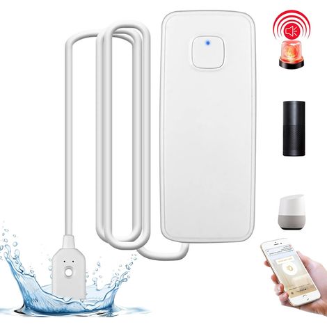 Détecteur de fuite d'eau - Alarme d'eau : 80 dB - Détecteur Wi-Fi puissant - Capteur de niveau d'eau contrôlable via application - Alarme intelligente
