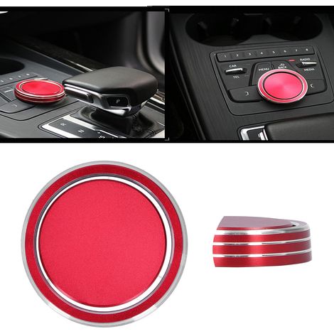 Anneau décoratif intérieur pour modification de voiture, autocollant en alliage d'aluminium pour bouton de console centrale, compatible avec le modèle Audi A4L 2017 (1/5)