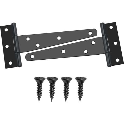 2 Stück 150 mm T-Scharniere, abnehmbare Scheunentorscharniere, Metalltürscharniere mit 14 Schrauben (1/5)
