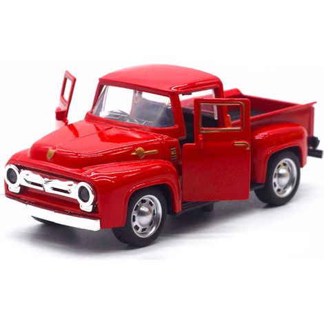 Vintage roter Truck Dekor 1:32 Roter Metall-Pickup-Truck Automodell Weihnachtsdekorationen für Schreibtisch und Bücherregal (1/4)