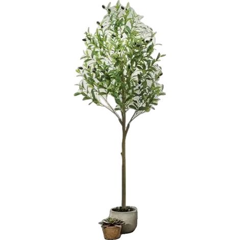 Arbre Olive Artificiel, 150 cm de Haut, Pots Inclus, Utilisation Intérieure, Feuilles Réalistes, Branches Ajustables (1/5)