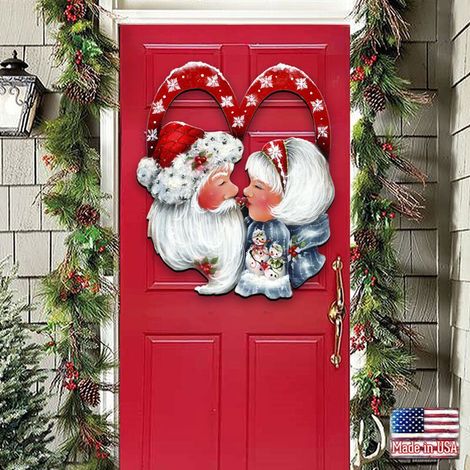 Couronne de Noël « L'amour du Père Noël » - Décoration murale - Couronne de boules de Noël - Décoration de fenêtre (1/5)