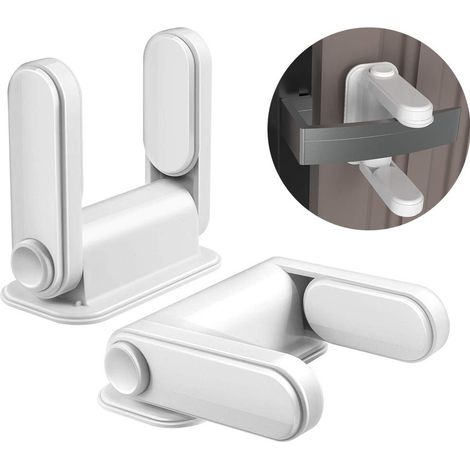 Fenêtre de sécurité pour enfants, 2 pièces de sécurité pour fenêtre de bébé rotative, serrure de poignée de porte pour verrouiller les portes et les fenêtres, (1/5)