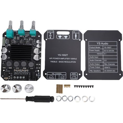 Scheda amplificatore Bluetooth a doppio canale 2.1 da 200 W, amplificatore audio stereo per altoparlanti auto e domestici. (1/5)