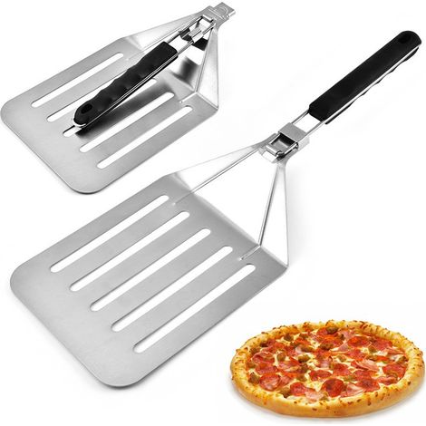 Pelle À Pizza Perforée,Pelle À Pizza En Acier Inoxydable, 34x20.3cm, avec poignée pliable, Durable Et Légère (1/5)