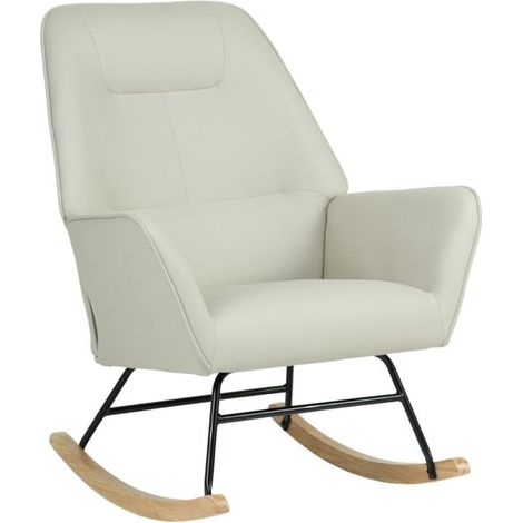 Schaukelsessel mit Holzbeinen beige 97x77x88cm