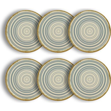 Lot de 6 assiettes à dessert 21cm en faïence, SPIRALE (1/4)