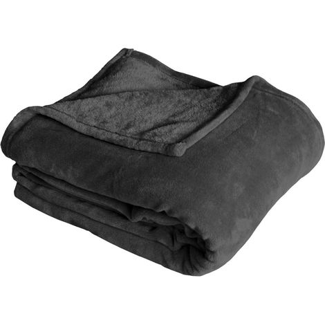 Couverture unie en molleton Gris Foncé 180x220 cm (1/3)