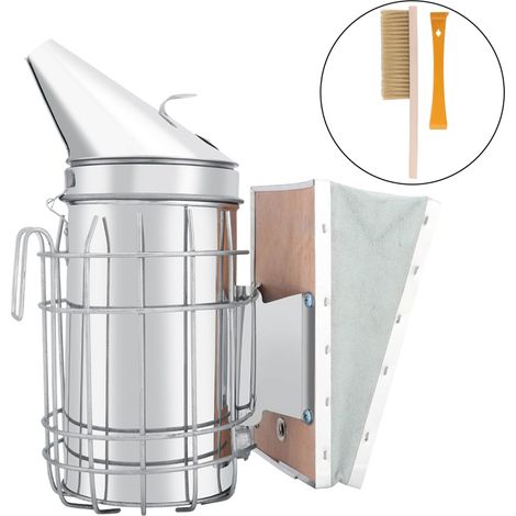 Fumoir manuel en acier inoxydable pour abeilles, outil apicole avec protection thermique (1/5)