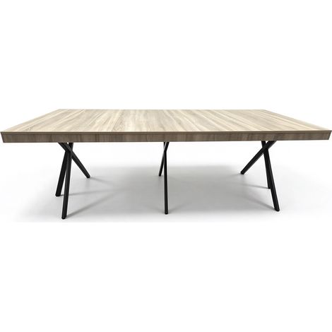 Concept-Usine – Table extensible 8-10 personnes – Mélaminé effet bois – Structure acier – Dimensions 235 x 90 x 75 cm – Montage facile (1/5)