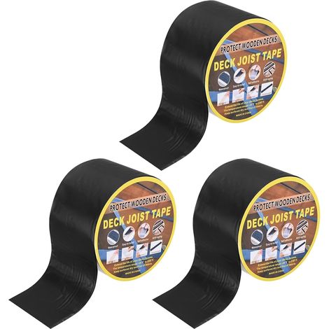 3 Rouleaux de Ruban pour Solives pour Terrasses 4'' x 50' Ruban de Solives En Butyle Résistant Aux Intempéries Ruban de Solives pour Terrasses En Bois Et Poutres Toit, Noir (1/5)