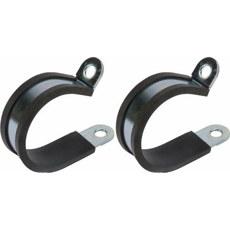 2x colliers de serrage métallique avec insert caoutchouc diamètre 52mm fixation tube P clip serre cable tuyau conduit collier (1/2)