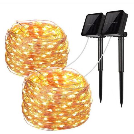 Stück Solar Lichterkette Außen, 10M 100 LED Solar Lichterketten Aussen, Solar Kupferdraht Lichterkette 8 Modi, Wasserdicht Solarlichterkette für Garten, Balkon, Bäume, Terrasse, Hochzeit [Energieklass