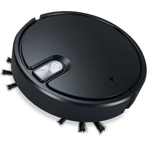 Robot aspirateur laveur automatique silencieux intelligent avec pulvérisation et filtration efficace, batterie, noir, ABS, 906g, kit 1 robot 2 brosses câble USB brosse nettoyage serpillière flacon man (1/5)