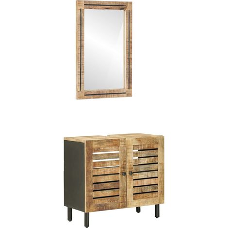 Bathroom Cabinet Set 2 pcs Natural Solid Mango Wood vidaXL (1/5)