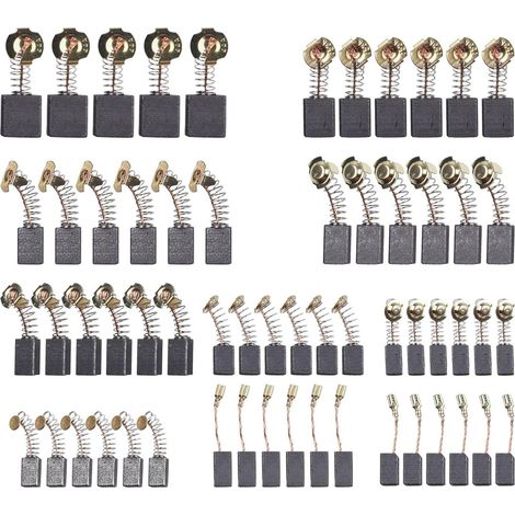Lot de 80 balais de charbon de rechange pour moteur électrique, 10 modèles différents de balais de carbone adaptés à l'entretien des moteurs à balais de carbone (1/5)