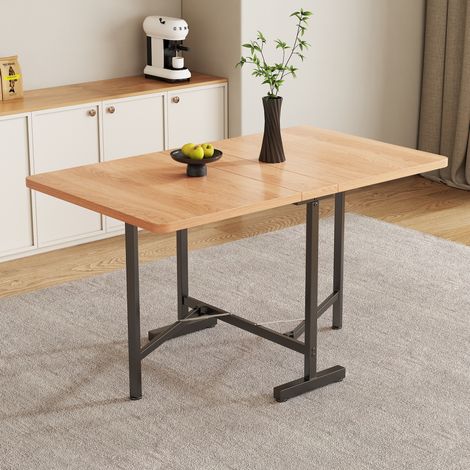 Mesa de comedor de MDF, roble blanco americano, 120 cm, extensible y plegable (1/5)