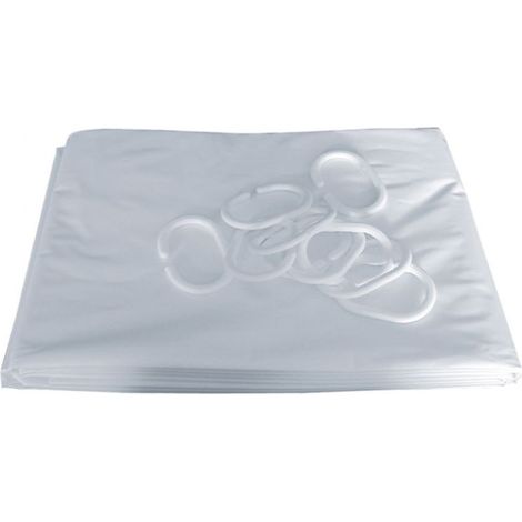 Rideau de douche en PVC blanc 2000x1500 avec 10 anneaux - PELLET - 804152