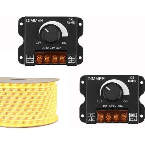 Variateur rotatif à LED contrôleur de gradation DC 12V-24V 30A PWM bouton de gradateur pour régler la luminosité(lot de 2) (1/5)