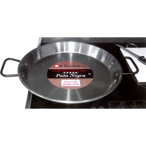 GARCIMA Padella per Paella Lucida a Induzione 38 cm - 3 Porzioni 2 Manici