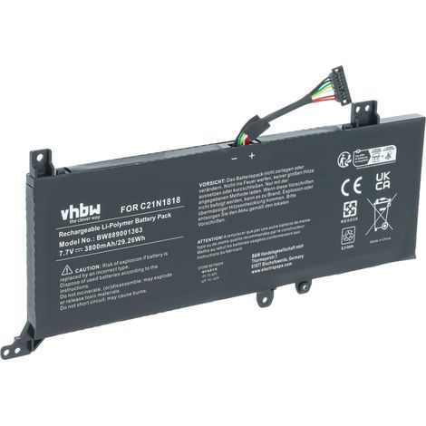vhbw Akku kompatibel mit Asus X515M, X515MA, X515UA, X515KA, Y1511CD, X515U Notebook (3800 mAh, 7,7 V, Li-Polymer) (1/5)