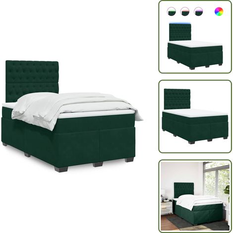 Sommier à lattes de lit et matelas Vert foncé 120x200cm Velours - Sommier À Lattes De Lit - Sommiers À Lattes De Lit - Lit - Meuble De Chambre À Coucher (1/5)