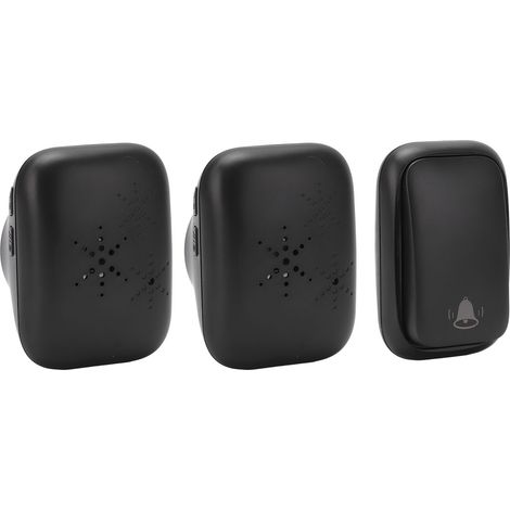 Sonnette sans fil ABS noir, auto-alimentée, portée de 150 m, 433 MHz, avec 2 récepteurs, pour la maison, l'hôtel et l'usine, alimentation secteur 110-230 V, prise européenne (1/5)