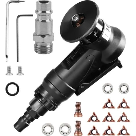 Ensemble de machine à chanfreiner pneumatique à 45° avec lame et roulement, outils de meuleuse manuelle 2 en 1 pour coin d'arc, entrée d'air de 6,35 mm pour ébavurage biseauté en métal et bois (8 (1/5)